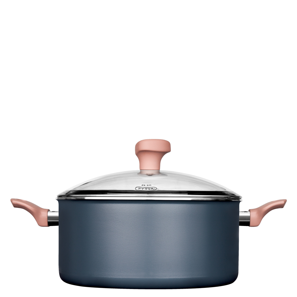 Fest_Lithos_Round casserole with glass lid_0061262 Αντικολλητική Κατσαρόλα Νο26 Με Γυάλινο Καπάκι Lithos Fest - Image 1