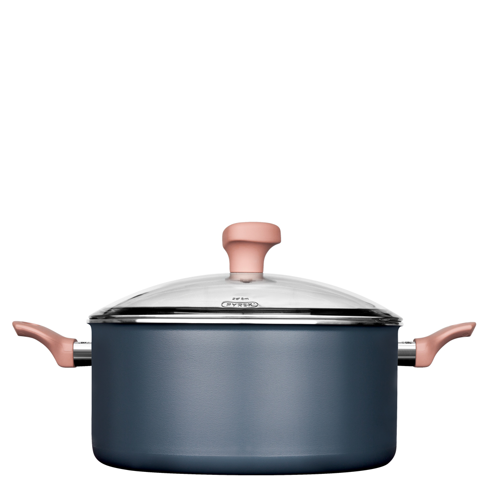 Fest_Lithos_Round casserole with glass lid_0061263 Αντικολλητική Κατσαρόλα Νο28 Με Γυάλινο Καπάκι Lithos Fest - Image 1