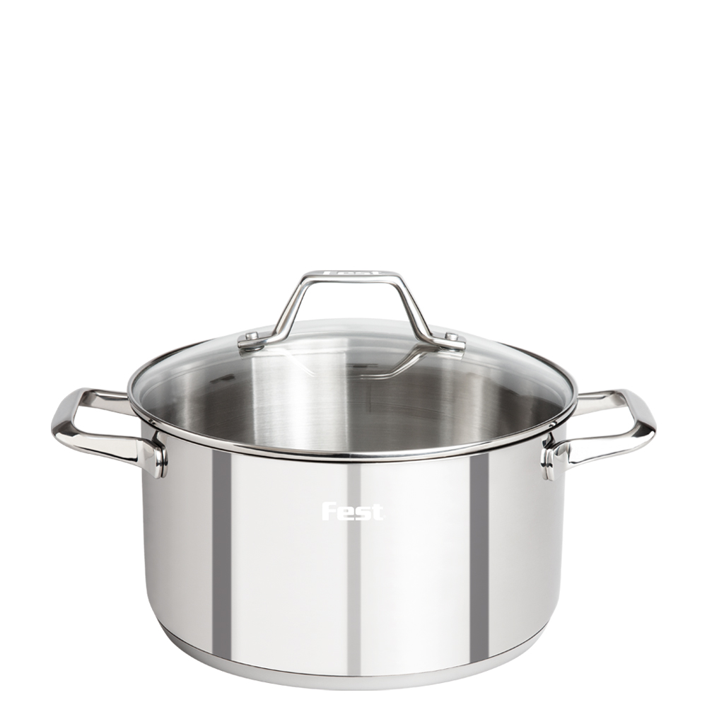 Fest_Reflection_Round casserole with glass lid_0066812_3 Ανοξείδωτη Κατσαρόλα 18/10 με Γυάλινο Καπάκι Νο24 Fest Reflection 5lt - Image 1